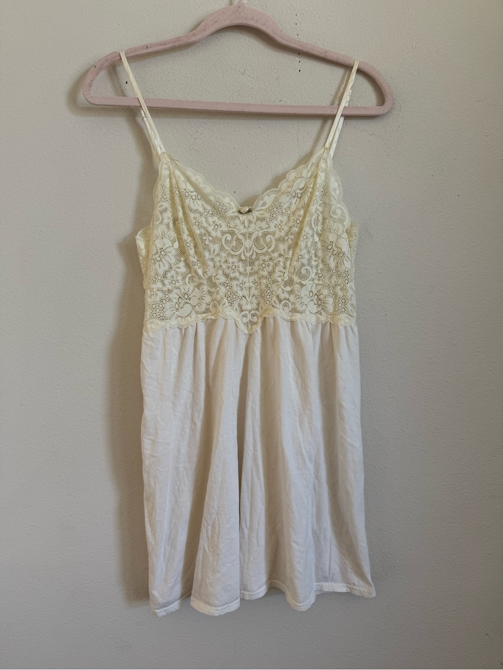 Vintage 90s Victoria’s Secret Cream Lace Cotton Slip Lingerie Dress Bridal L